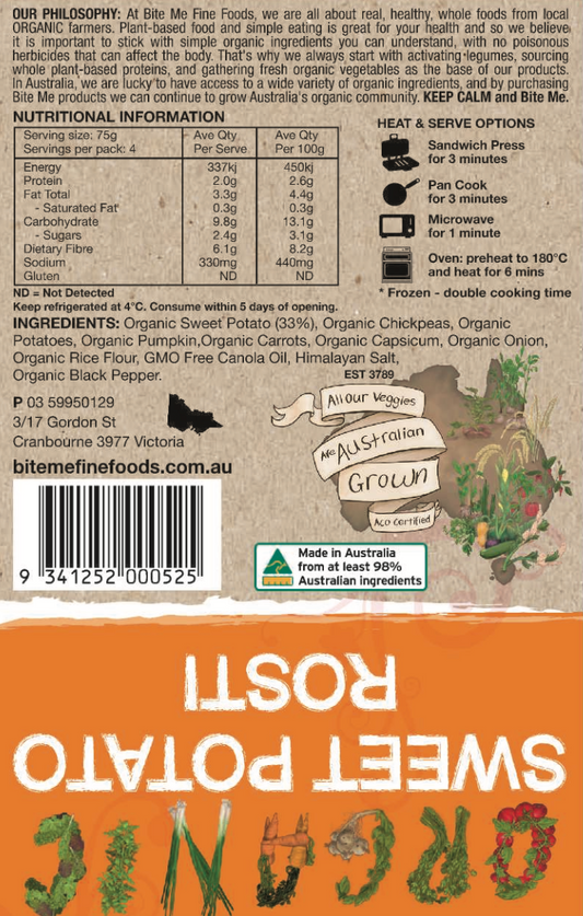 Bite Me Organic Sweet Potato Rostis