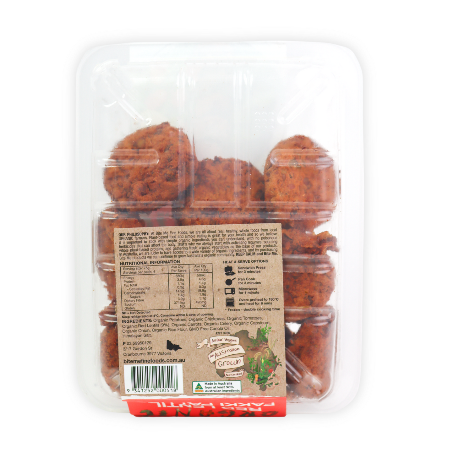 Bite Me Organic Red Lentil Fakki Pattie