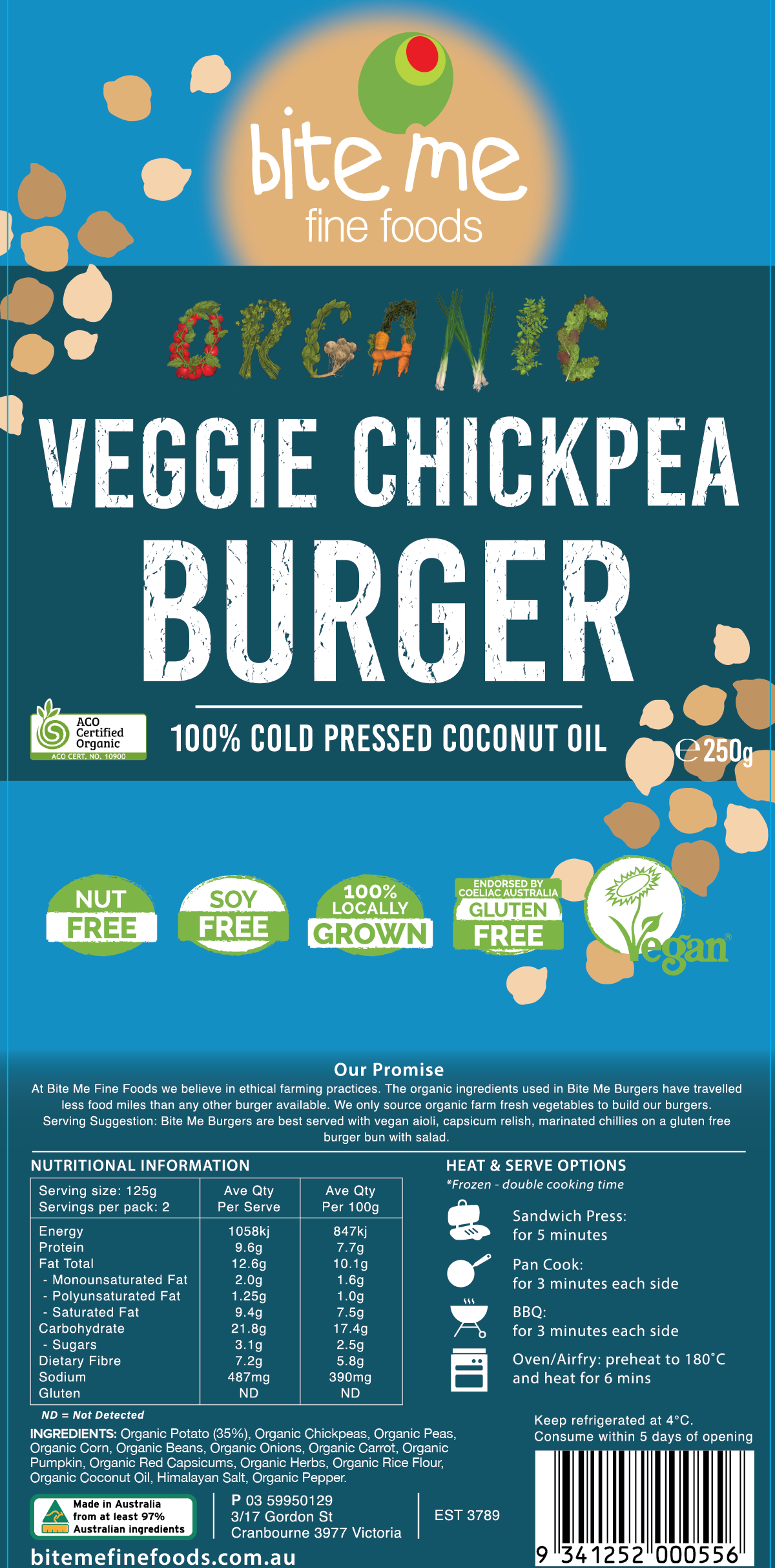 Organic Veggie Chickpea Burger